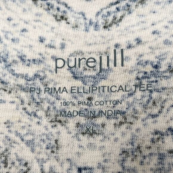 J.Jill PureJill Womens PJ Pima Ellipitical Tee XL Pink‎ V-neck Paisley Lounge - Picture 3 of 8